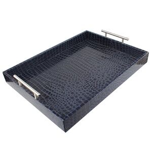 ONEPRIVE From New York Darkblue Crocodile skin Tray Size:15.8X15.8